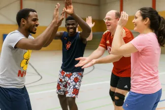 A group of hobby athletes celebrating